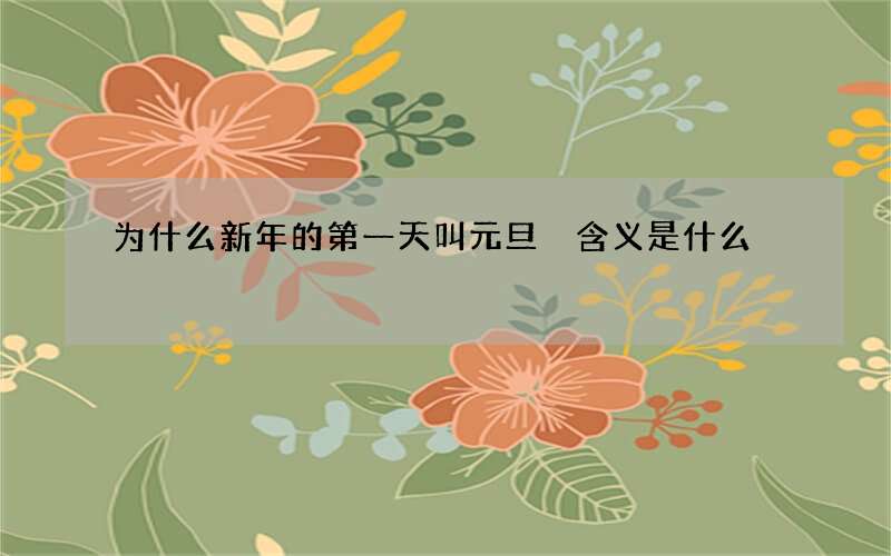 为什么新年的第一天叫元旦 含义是什么